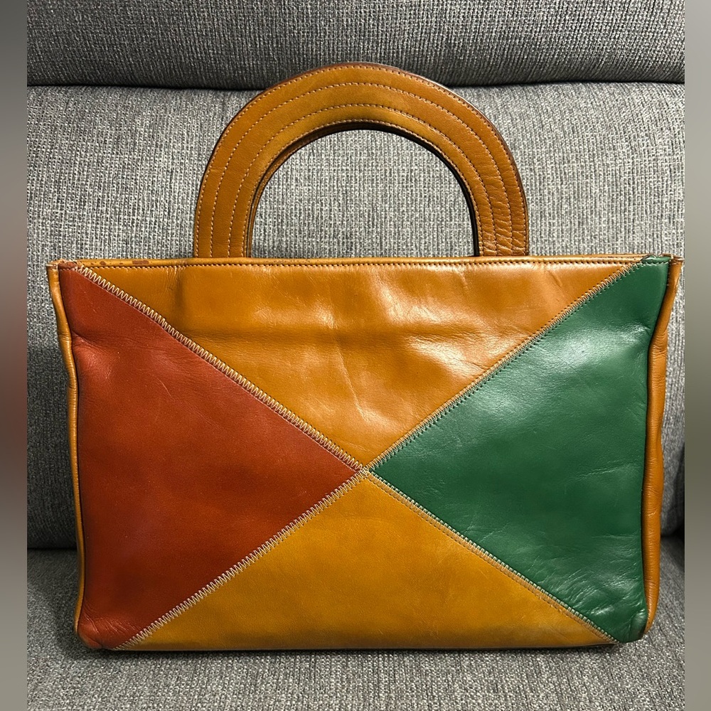 Vintage leather tricolor bag